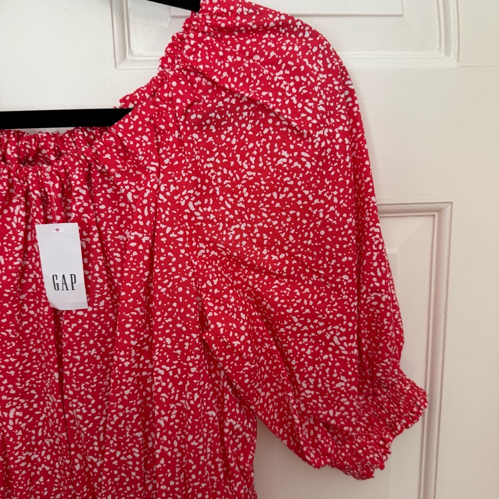 NWT GAP Waist-Defined Printed Puff-Sleeve Dress